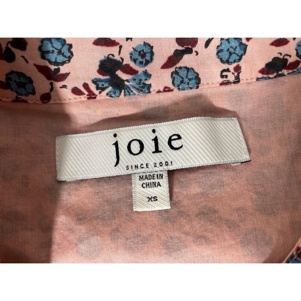 Joie Mini Dress Size XS Floral Print Button Up Gathered Long Sleeve Boho Chic - Picture 5 of 11